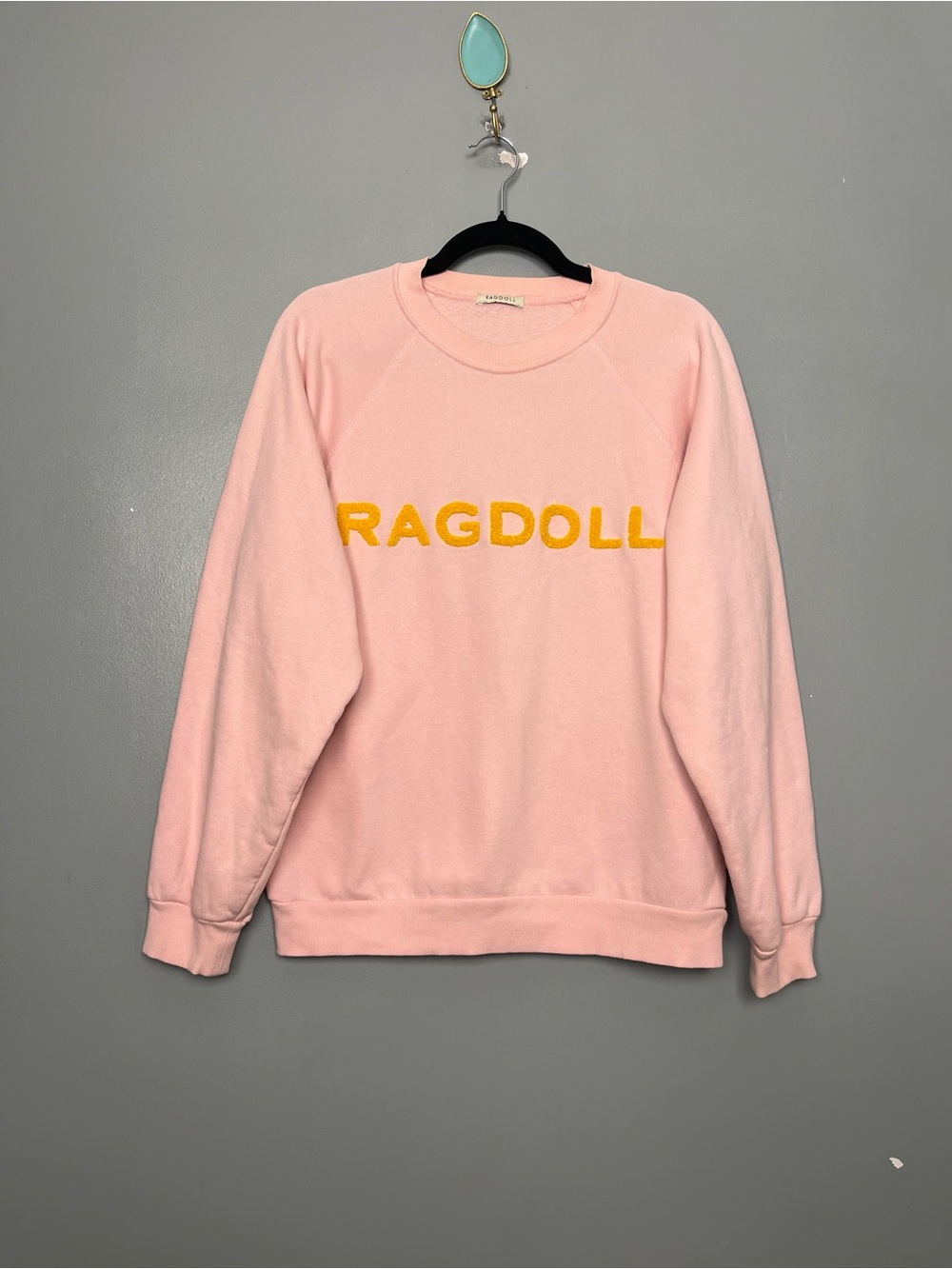 Ragdoll LA Vintage Spellout Crewneck Sweatshirt Pink Womens Size L
